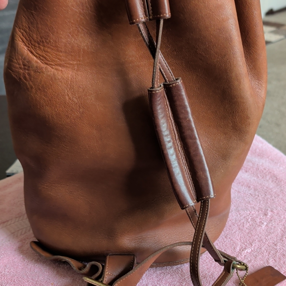 Coach Leather Drawstring Backpack in Rich Brown